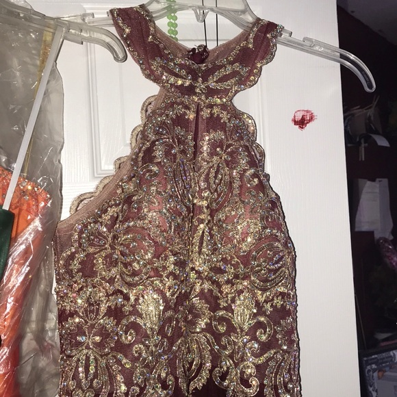 Maroon Hoco dress w/ gold and iridescent detail - Picture 3 of 7